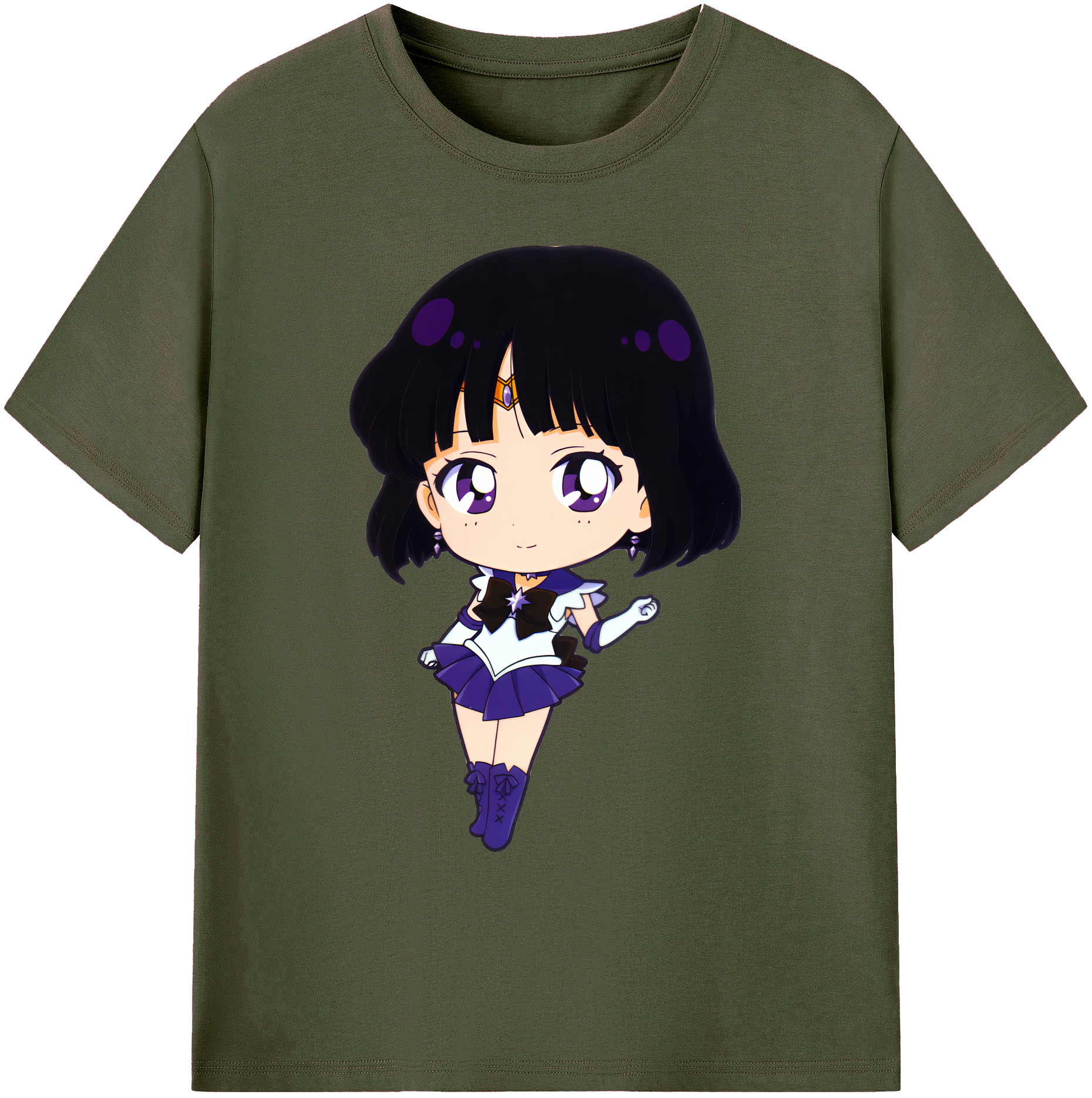 （画像用） 美少女戦士セーラームーン 土萠ほたる Sailor Moon Tomoe Hotaru （セーラーサターン；Sailor Saturn） 綿100％ メンズ半袖Tシャツ｜肌触りやわらか＆通気性